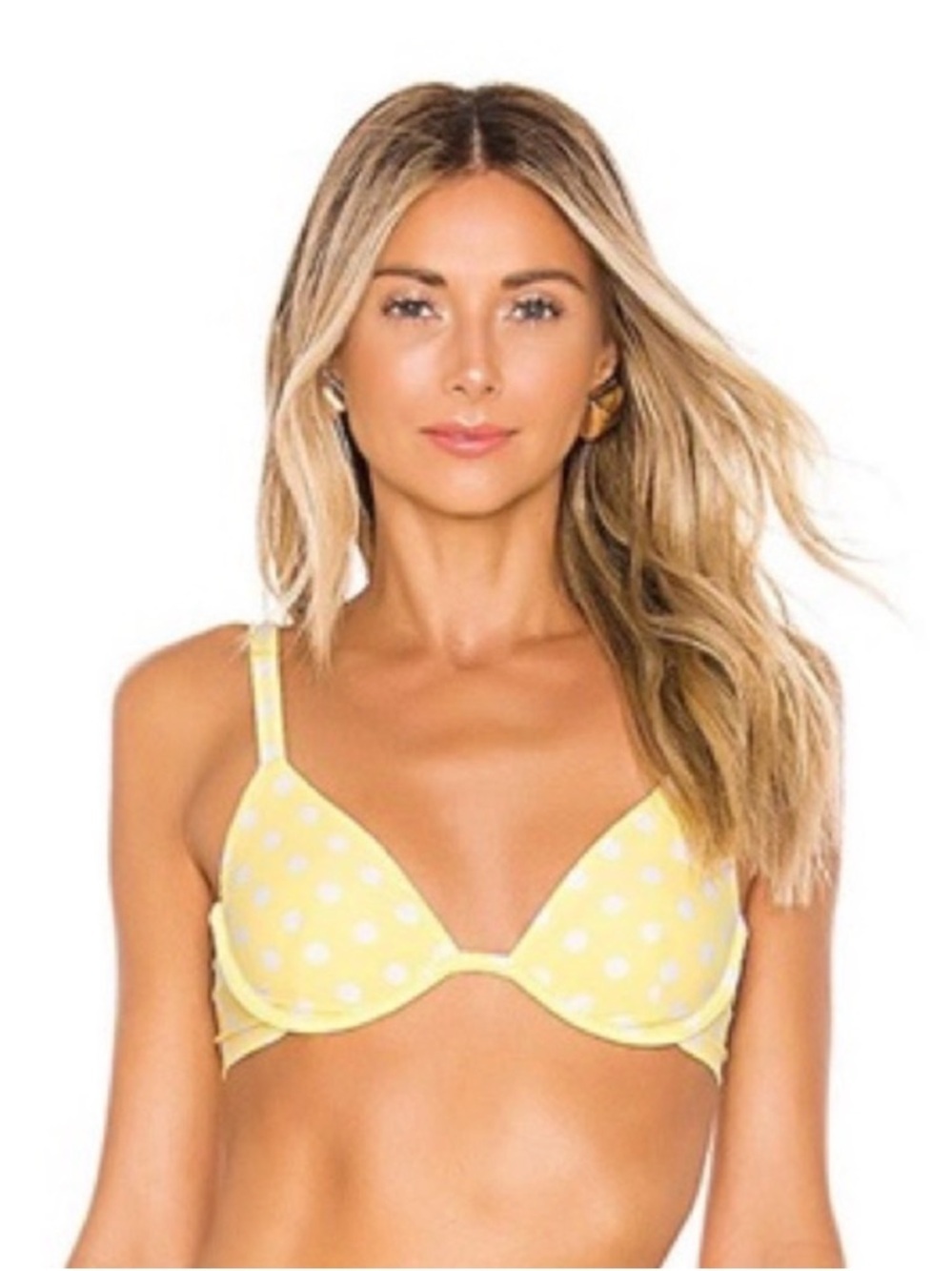 Onia Yellow Polka Dot Bikini Top Underwire Adjustable Size S